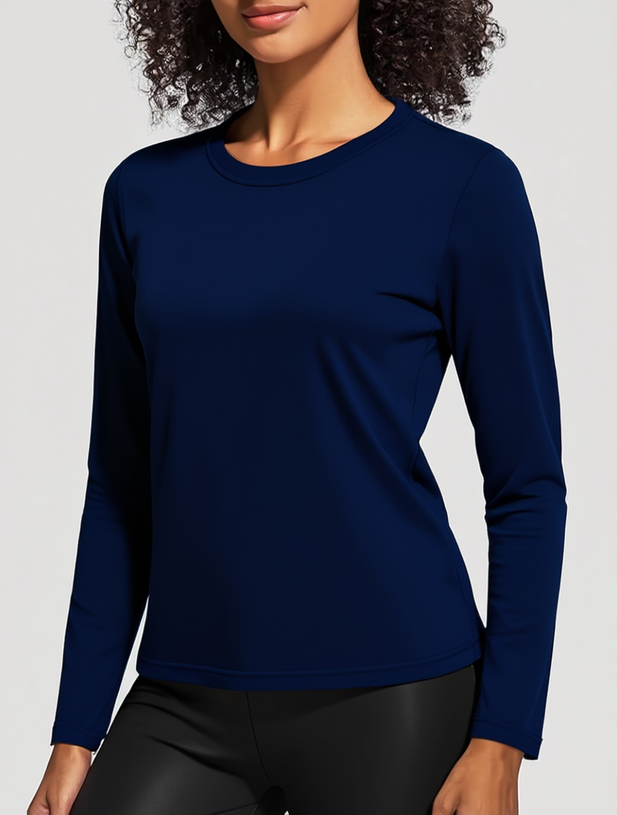 Holure Women's Classic-Fit Long Sleeve Cotton T-Shirt | Soft, Breathable Basic Top for Casual, Work & Leisure