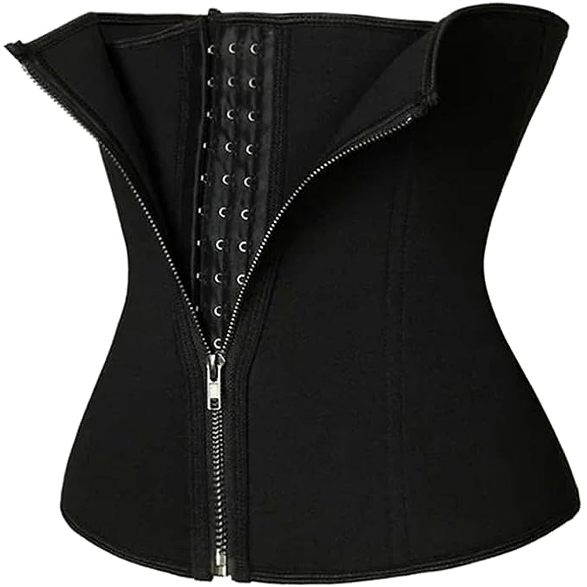 Women’s waist trainer corset underbust shapewear with adjustable hooks and zipper, providing tummy control and back support.
