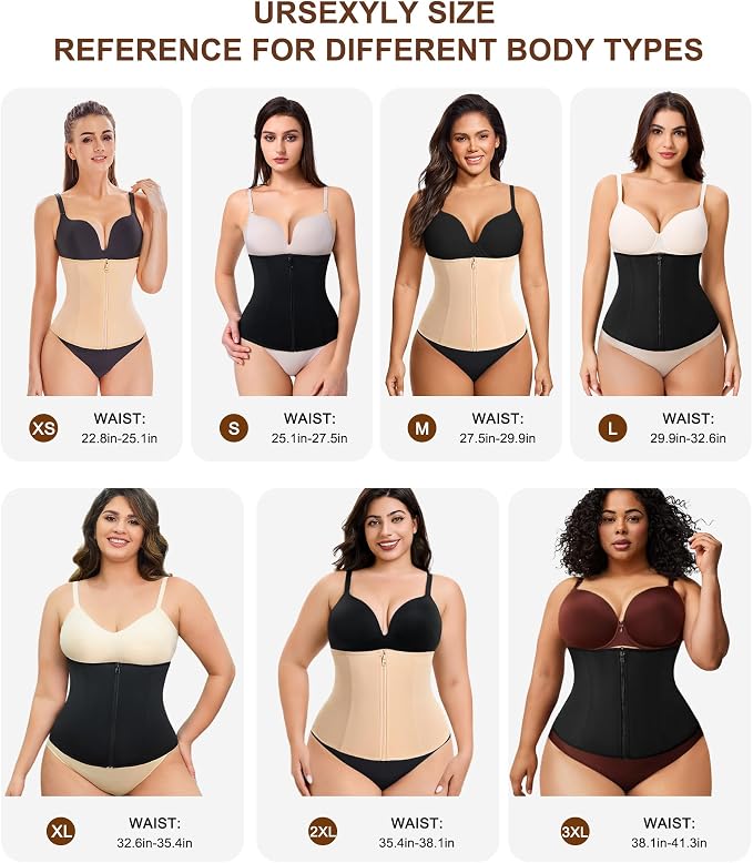 Women's underbust waist trainer corset with adjustable hooks and zipper, provides tummy control and back support.