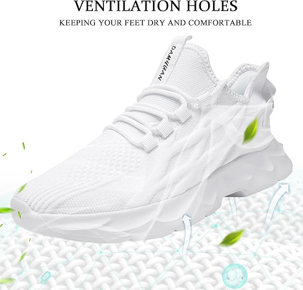 JUEQIBAA. Brand New! ✨ Women's Lightweight Mesh Trainers - Athletic Running Walking Gym Shoes | Shock Absorbing & Comfort Fit | White Size 7 UK