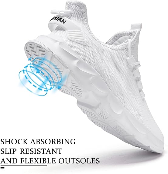 JUEQIBAA. Brand New! ✨ Women's Lightweight Mesh Trainers - Athletic Running Walking Gym Shoes | Shock Absorbing & Comfort Fit | White Size 7 UK