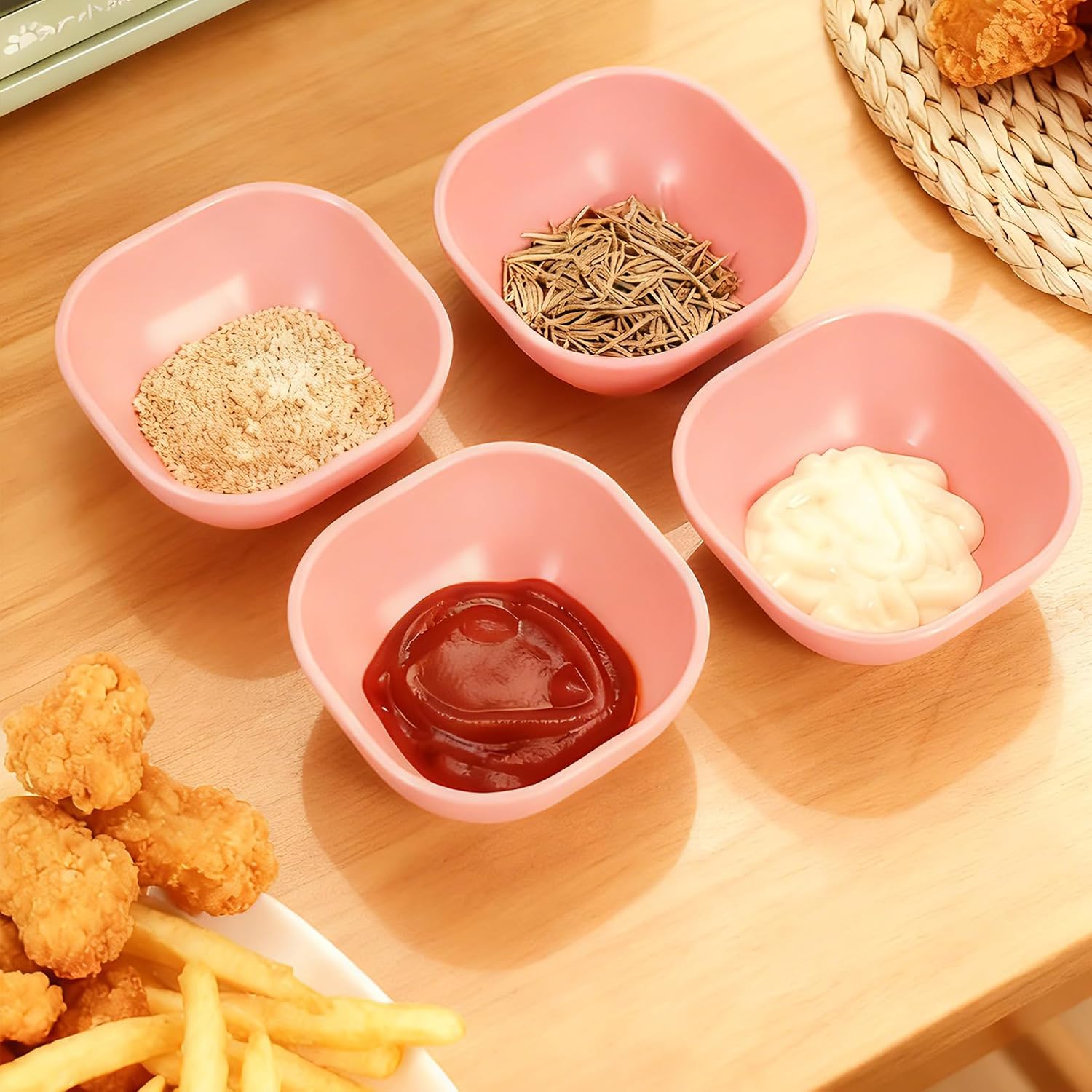 Wrova Pink Dip Bowls Set of 6 - 5oz Unbreakable Small Sauce Bowls, Reusable Plastic Dipping Dishes