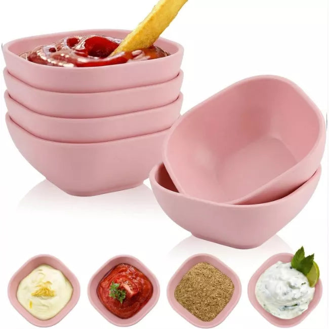 Wrova Pink Dip Bowls Set of 6 - 5oz Unbreakable Small Sauce Bowls, Reusable Plastic Dipping Dishes