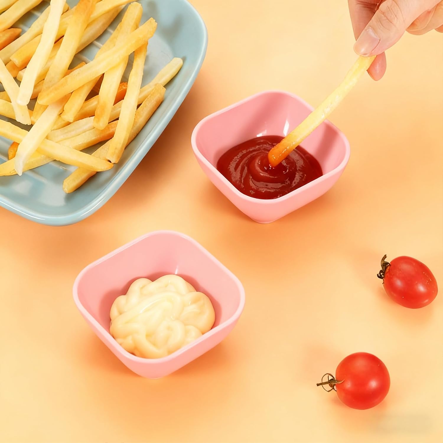 Wrova Pink Dip Bowls Set of 6 - 5oz Unbreakable Small Sauce Bowls, Reusable Plastic Dipping Dishes