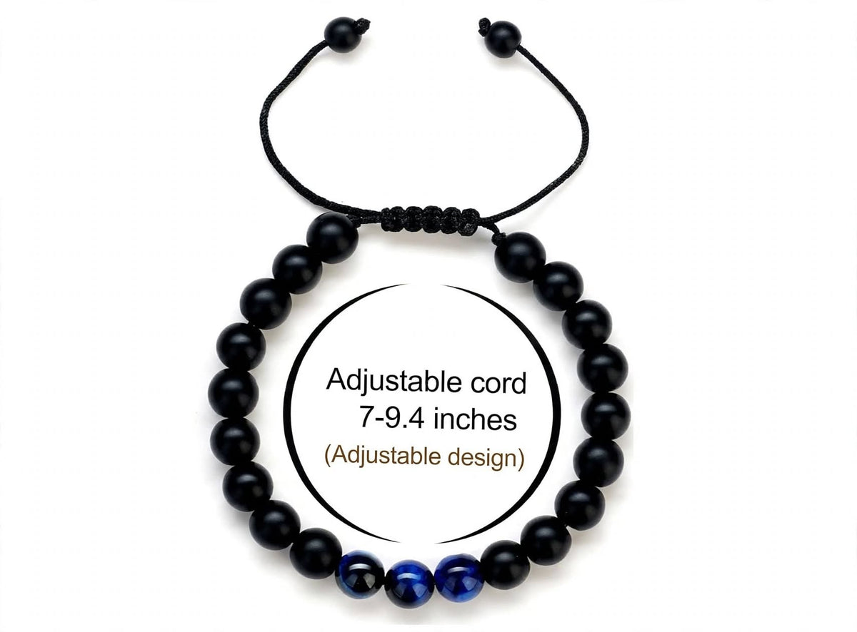 TINGN 8mm Natural Stone Bracelet - Lava Rock & Tiger Eye Adjustable Anxiety Aromatherapy Diffuser Bracelet for Men Women