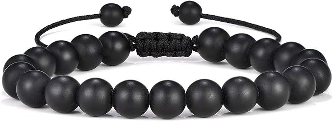 TINGN 8mm Natural Stone Bracelet - Lava Rock & Tiger Eye Adjustable Anxiety Aromatherapy Diffuser Bracelet for Men Women