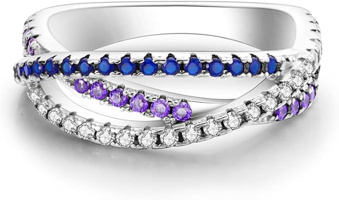 MULA S925 Sterling Silver Rings for Women | Stackable CZ Vintage Band Set | Moon Star, Cat, Evil Eye, Floral Styles