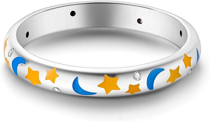 MULA S925 Sterling Silver Rings for Women | Stackable CZ Vintage Band Set | Moon Star, Cat, Evil Eye, Floral Styles