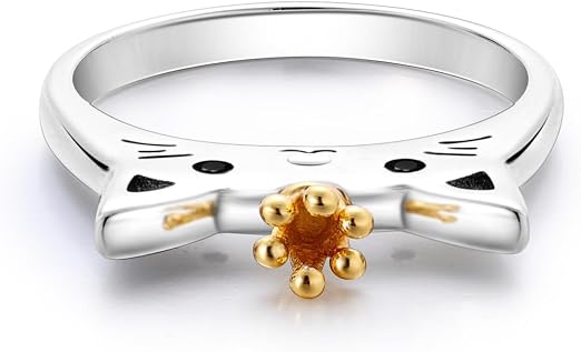 MULA S925 Sterling Silver Rings for Women | Stackable CZ Vintage Band Set | Moon Star, Cat, Evil Eye, Floral Styles