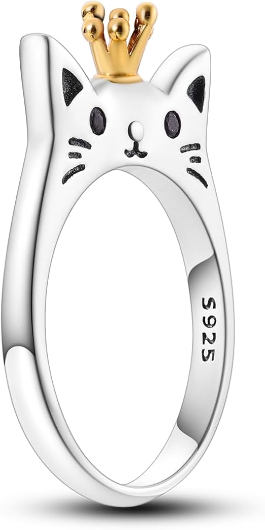 MULA S925 Sterling Silver Rings for Women | Stackable CZ Vintage Band Set | Moon Star, Cat, Evil Eye, Floral Styles