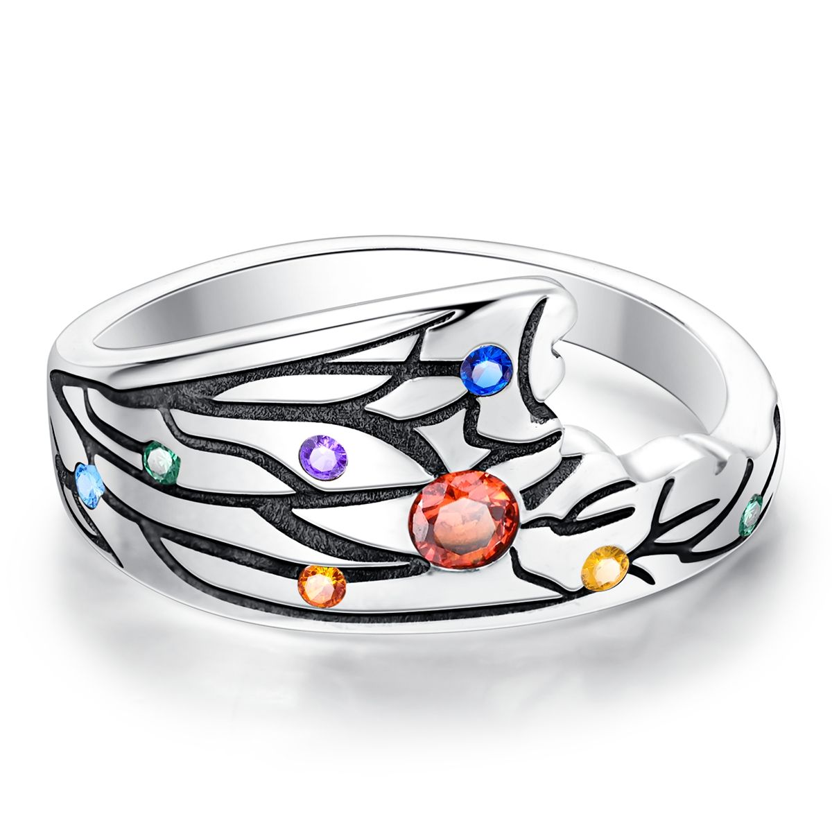 MULA S925 Sterling Silver Rings for Women | Stackable CZ Vintage Band Set | Moon Star, Cat, Evil Eye, Floral Styles