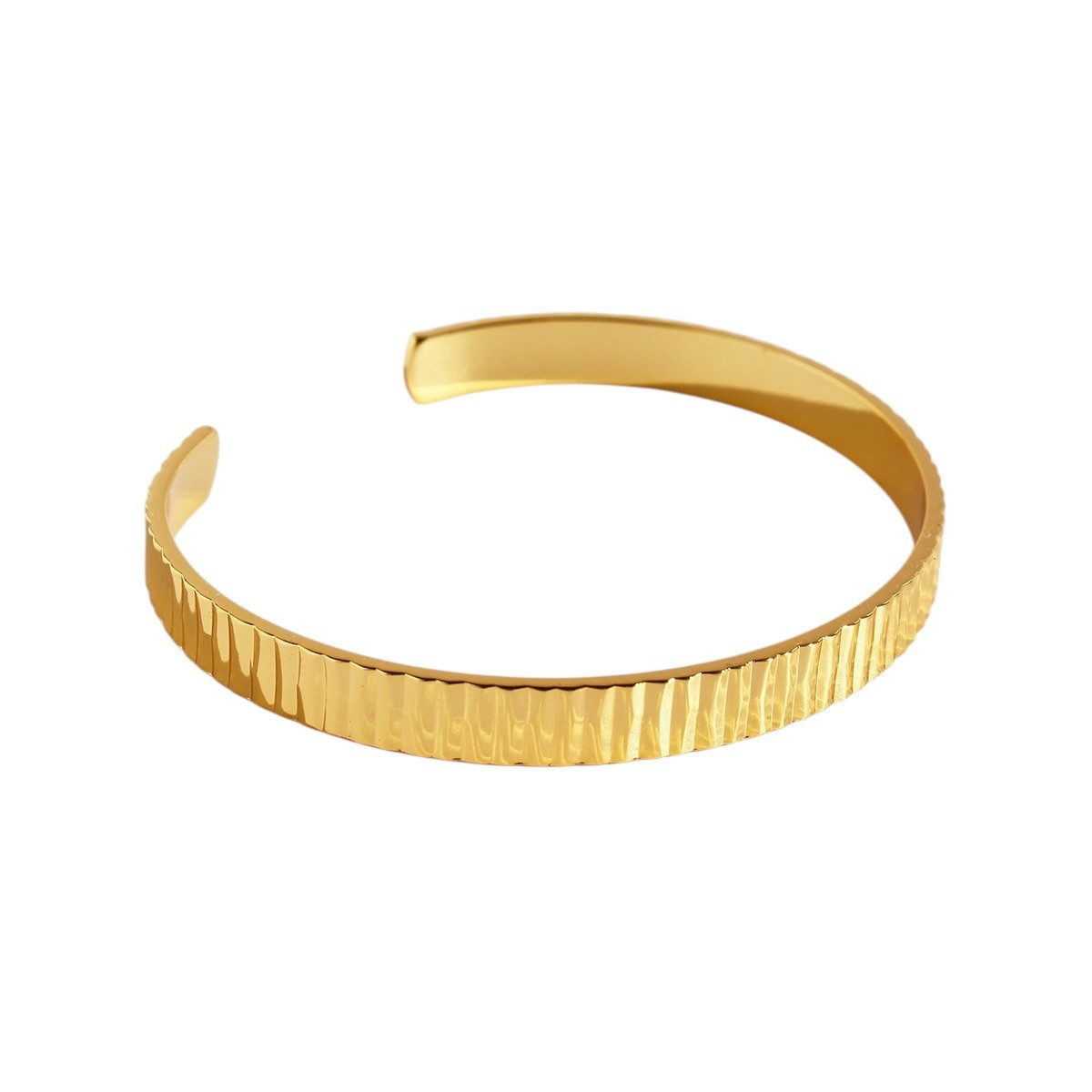 Jewlure 18K Gold Plated Chunky Cuff Bracelet for Women - Adjustable Open Wide Bangle, Hypoallergenic, Gift Ready