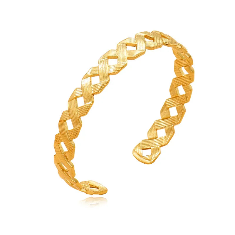 Jewlure 18K Gold Plated Chunky Cuff Bracelet for Women - Adjustable Open Wide Bangle, Hypoallergenic, Gift Ready