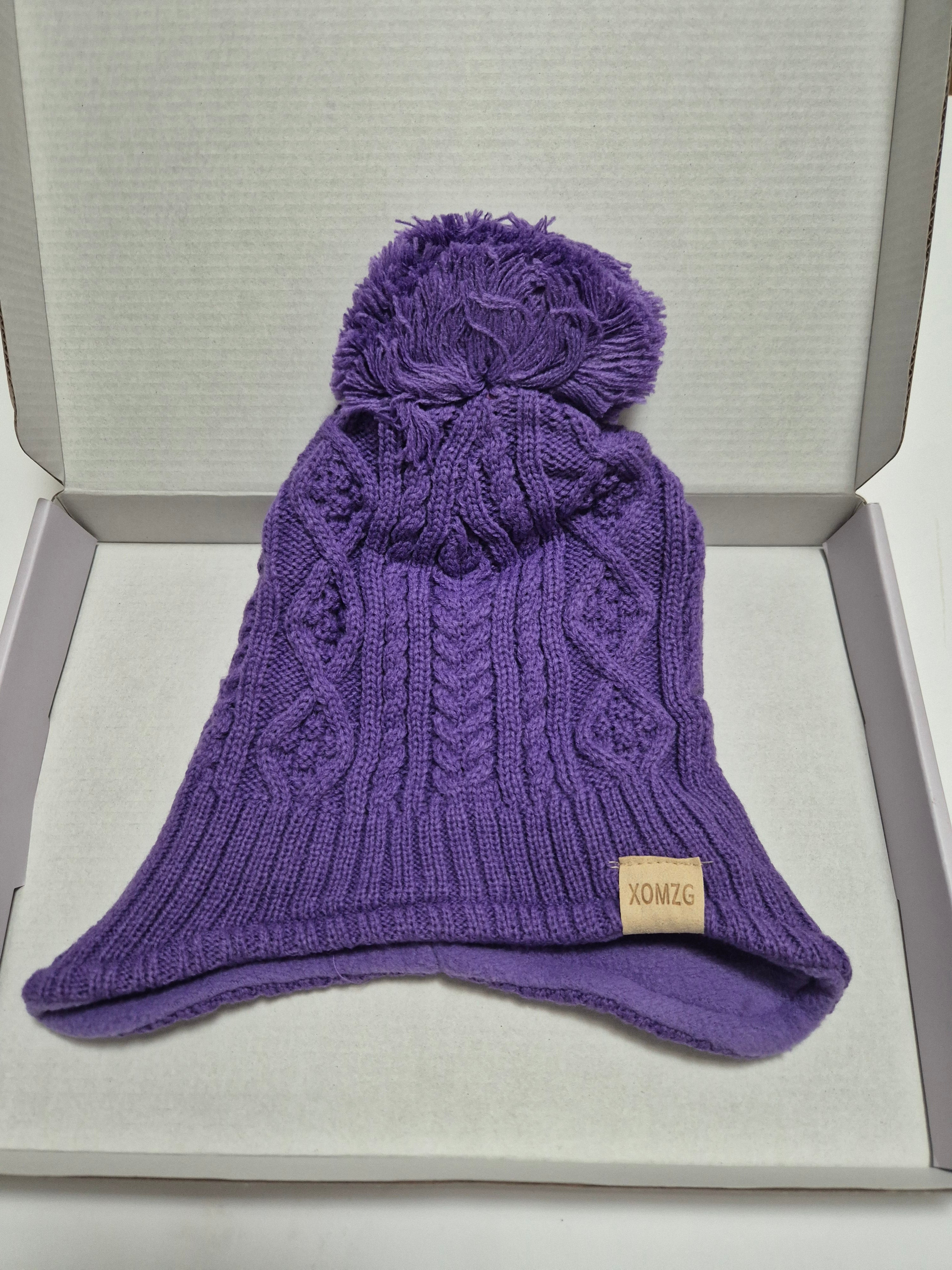 XOMZG Toddler Winter Beanie Hat with Earflaps, Pom Pom & Fleece Lining – Warm Knit Ski Cap for Boys & Girls 0-36 Months