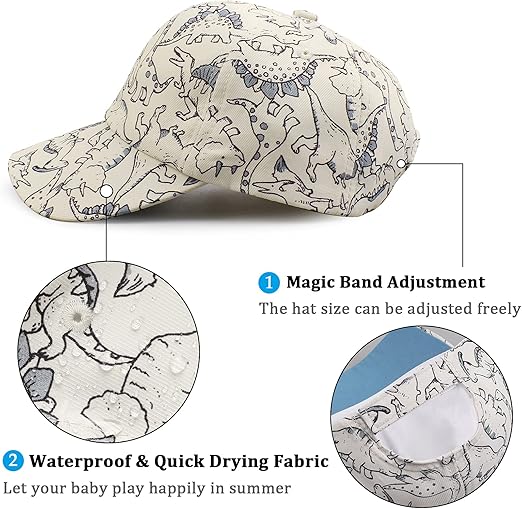 XIAOHAWANG Dinosaur Baseball Cap for Kids - Breathable, Waterproof & Adjustable Sun Hat for Baby, Toddler Boys & Girls for Spring, Summer, Autumn - Zeta Store
