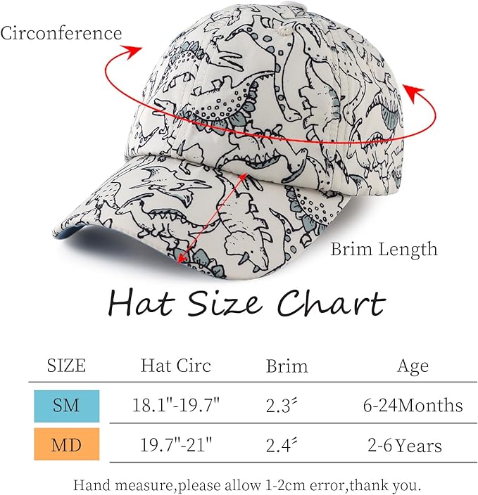 XIAOHAWANG Dinosaur Baseball Cap for Kids - Breathable, Waterproof & Adjustable Sun Hat for Baby, Toddler Boys & Girls for Spring, Summer, Autumn - Zeta Store