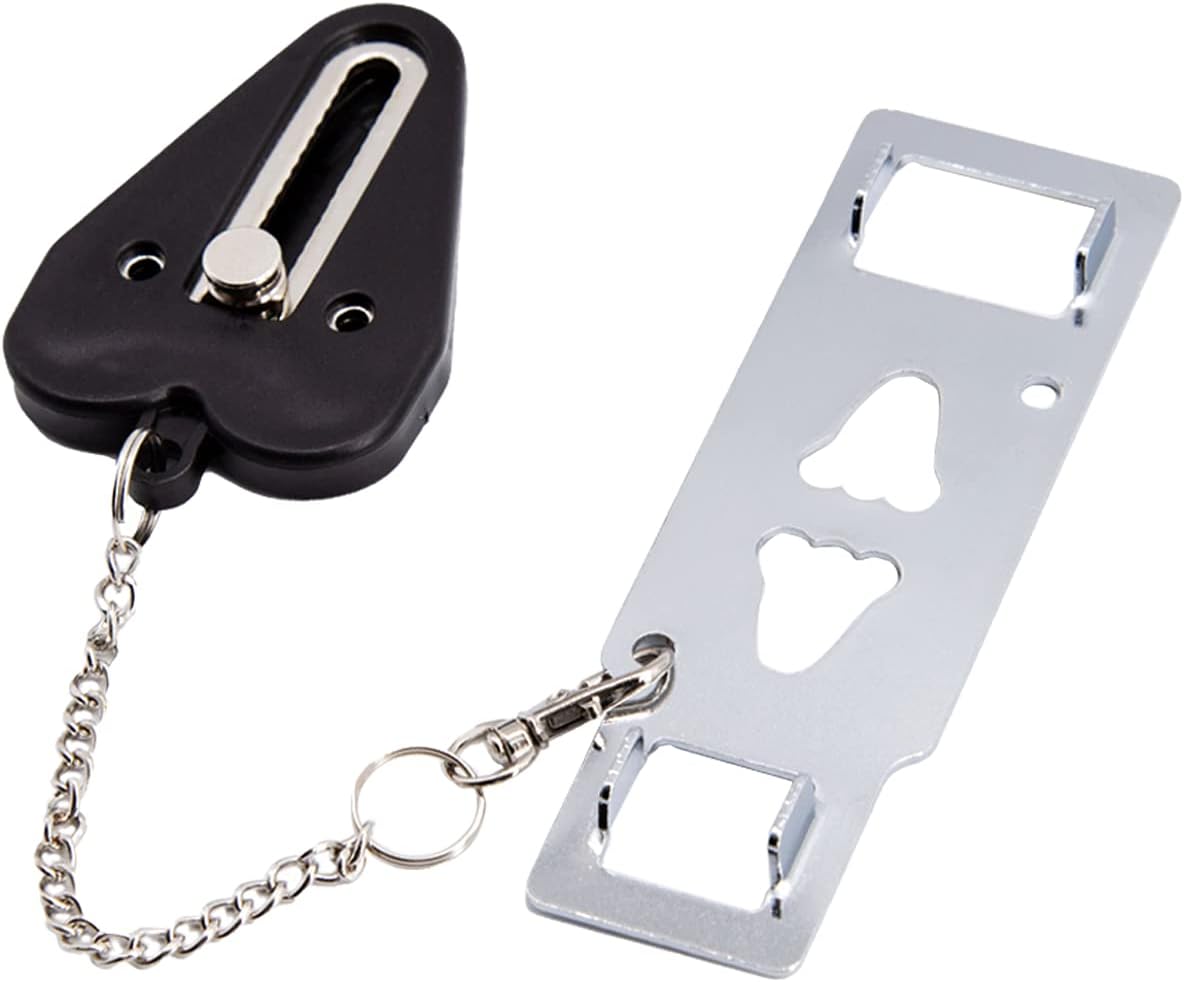 Xhwykzz portable door lock securing inward-opening doors for travel, hotel, home, or apartment safety and extra security.