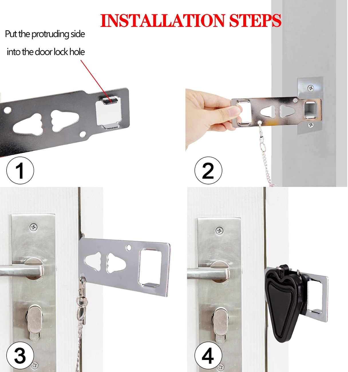 Xhwykzz portable door lock for travel, hotel, and home security, securing inward opening doors with no tools needed.