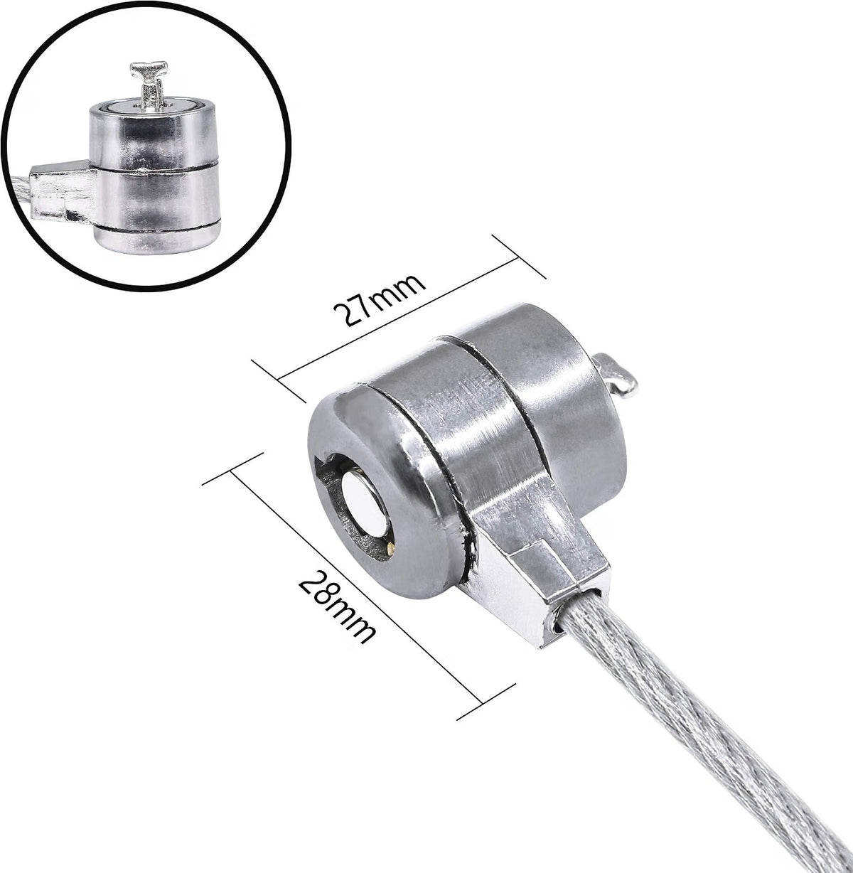 YACSEJAO Laptop Security Cable Lock 1.8M - Universal Anti-Theft Steel Cable with T-Bar Lock & 2 Keys for Laptops, Monitors, Projectors