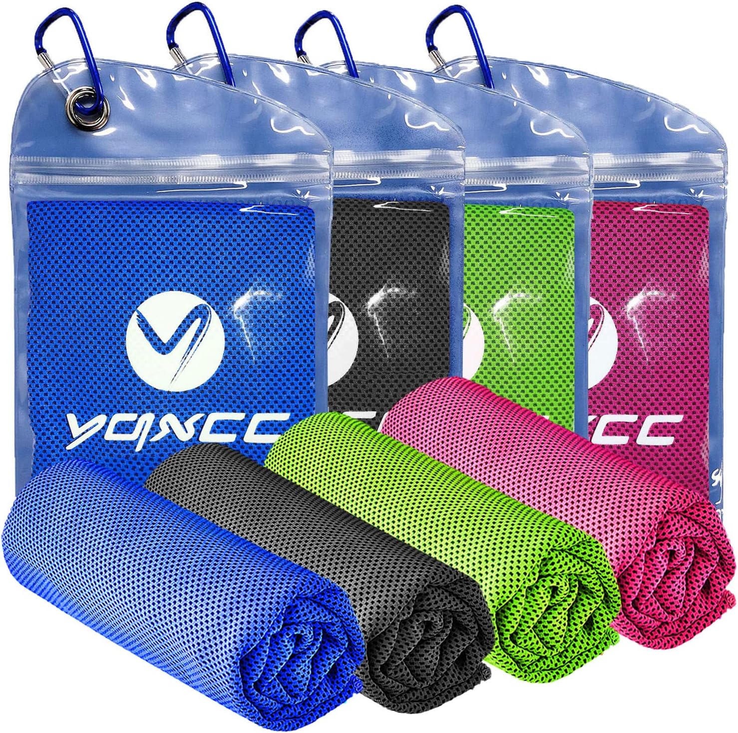 YQXCC Cooling Towels 4 Pack | Instant Cold Towels for Neck & Face | UPF 50+ Sun Protection | Chilly Microfiber for Sports, Gym, & Outdoor Activities | 120cm x 30cm
