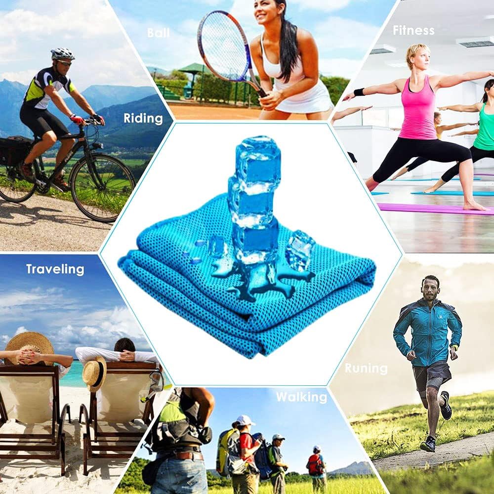 YQXCC Cooling Towels 4 Pack | Instant Cold Towels for Neck & Face | UPF 50+ Sun Protection | Chilly Microfiber for Sports, Gym, & Outdoor Activities | 120cm x 30cm
