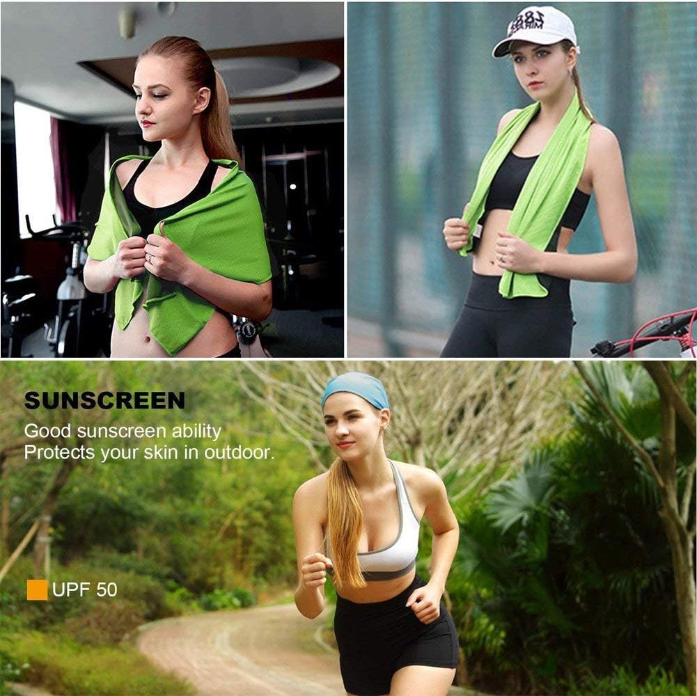 YQXCC Cooling Towels 4 Pack | Instant Cold Towels for Neck & Face | UPF 50+ Sun Protection | Chilly Microfiber for Sports, Gym, & Outdoor Activities | 120cm x 30cm