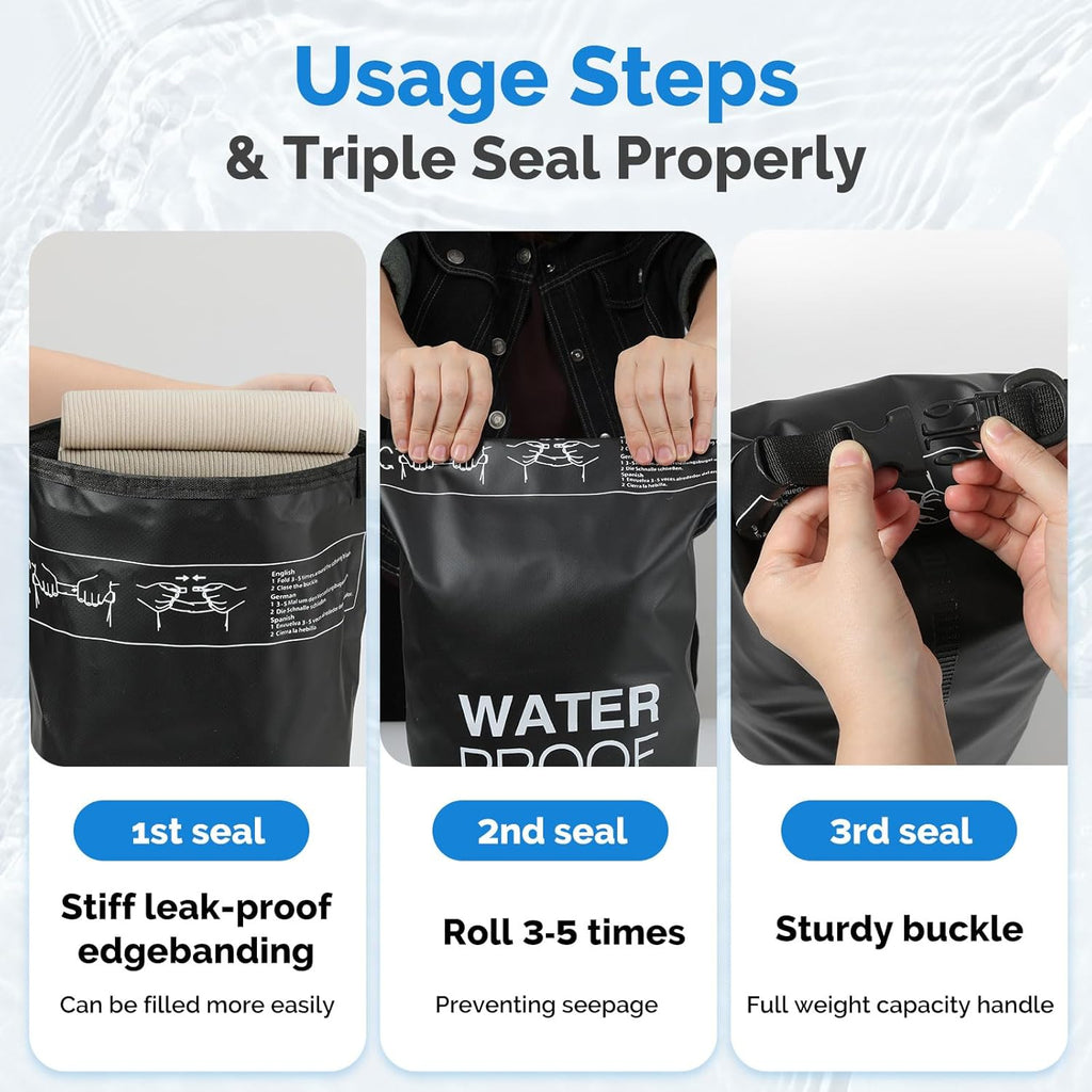 Yeabett 10L Waterproof Dry Bag - Heavy-Duty Roll-Top Backpack for Swimming, Kayaking, Beach & Camping - Includes Adjustable Strap - Keep Gear Dry & Secure!