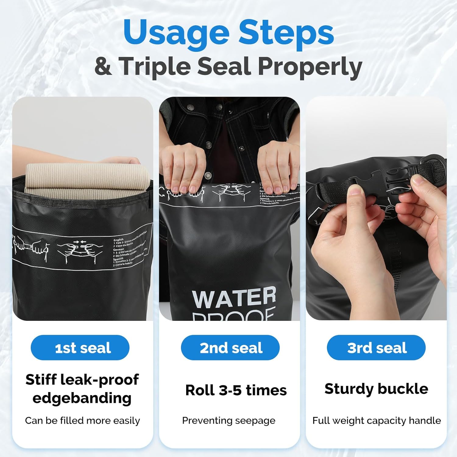 Set of 2 Yeabett 10L Waterproof Dry Bag - Heavy-Duty Roll-Top Backpack for Swimming, Kayaking, Beach & Camping - Includes Adjustable Strap - Keep Gear Dry & Secure!