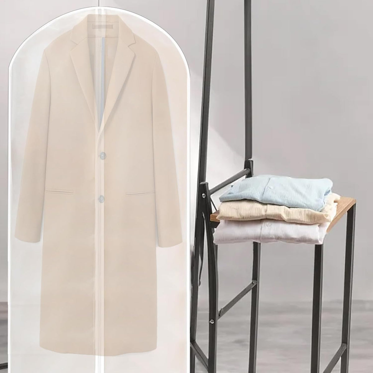 Yibak 5-Pack 60 Inch Garment Bags - Clear Suit Covers for Closet Storage - Long Dress Bags for Gowns, Coats, Suits - 60 x 152CM