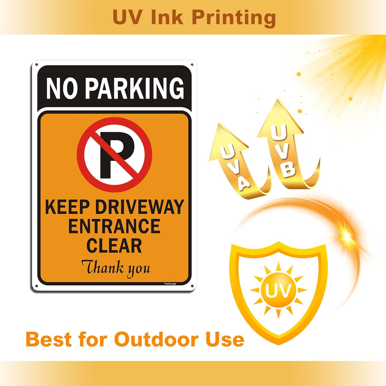 Yuzkouge No Parking Keep Driveway Entrance Clear Sign - 2 Pack - 10 x 14 Inch Rust-Free Aluminum - Highly Visible, UV & Waterproof