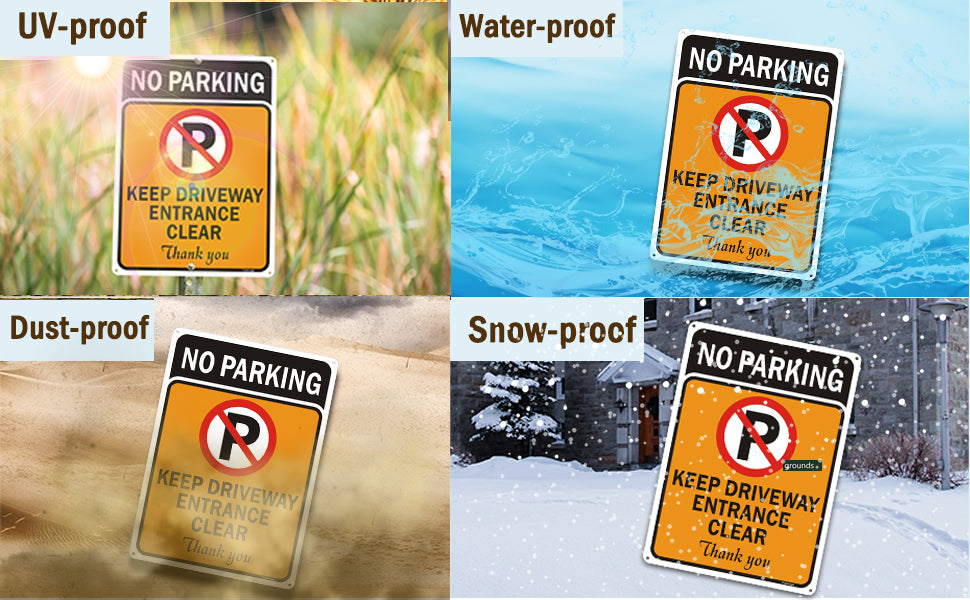 Yuzkouge No Parking Keep Driveway Entrance Clear Sign - 2 Pack - 10 x 14 Inch Rust-Free Aluminum - Highly Visible, UV & Waterproof