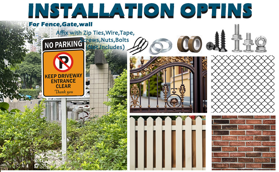Yuzkouge No Parking Keep Driveway Entrance Clear Sign - 2 Pack - 10 x 14 Inch Rust-Free Aluminum - Highly Visible, UV & Waterproof