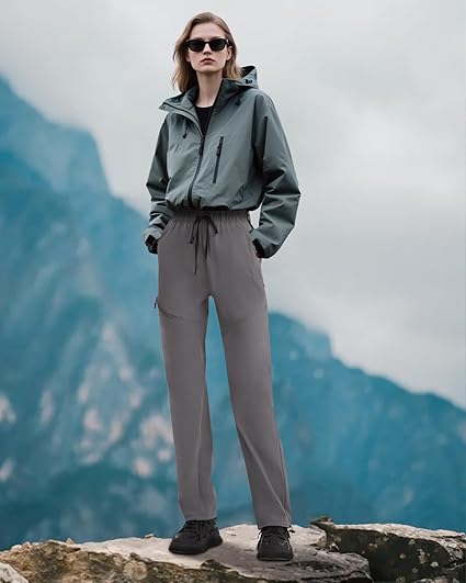 Zylioo Women's Tall Hiking Trousers 🌿 Summer Lightweight Cargo Pants with 4 Zipper Pockets - Extra Long, Quick Dry, Breathable - Zeta Store