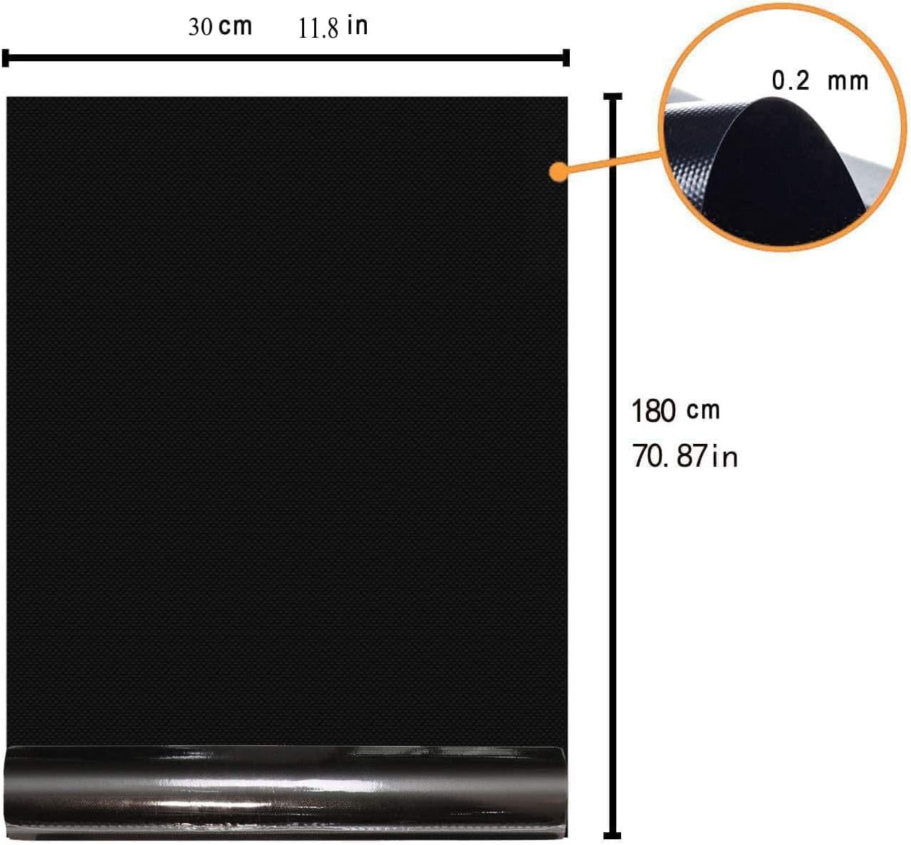 QH7 BBQ Grill Mat Roll 180x30cm - Non-Stick Reusable Barbecue Mat, FDA Approved PTFE, Heat Resistant to 500°F for Gas, Charcoal & Electric Grill, Oven Liner - Cut to Any Size