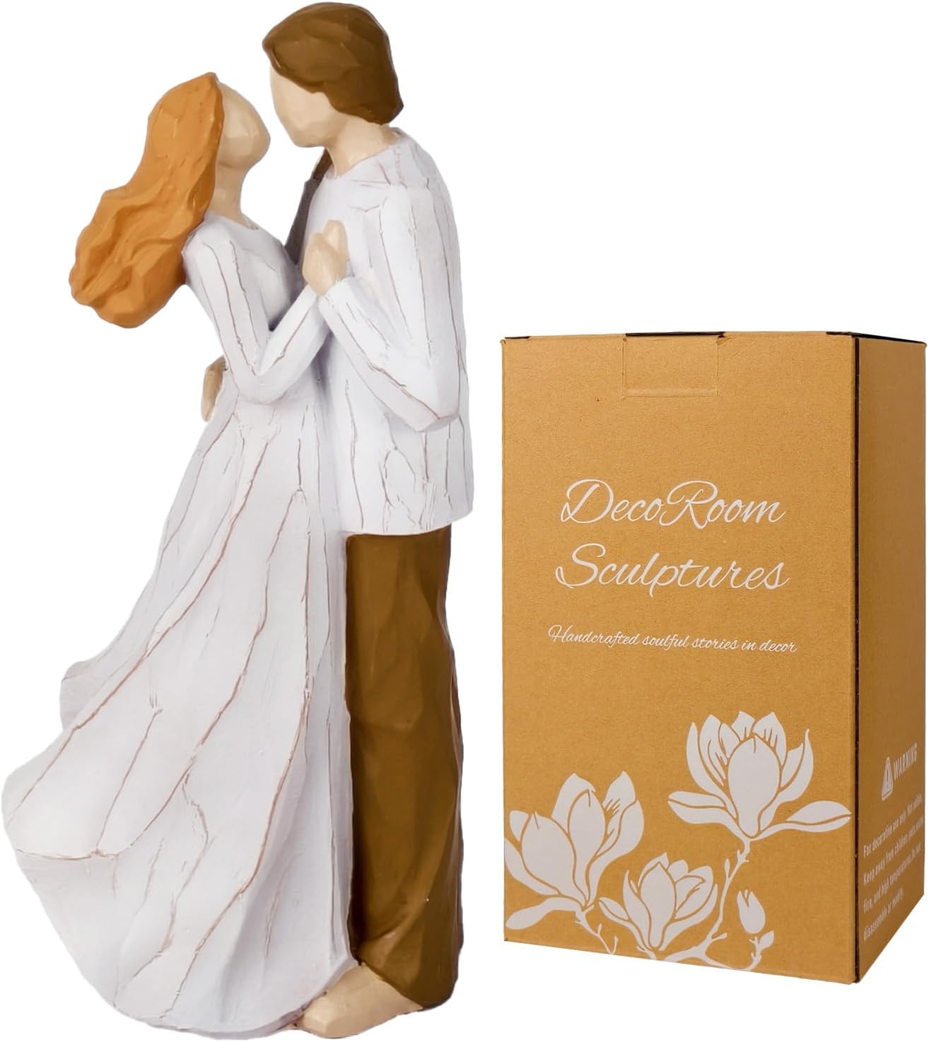Decoroom Hug - Romantic Couple Figurine 7.2" - Anniversary Wedding Engagement Gift For Her - Loving Embrace Statue Home Decor