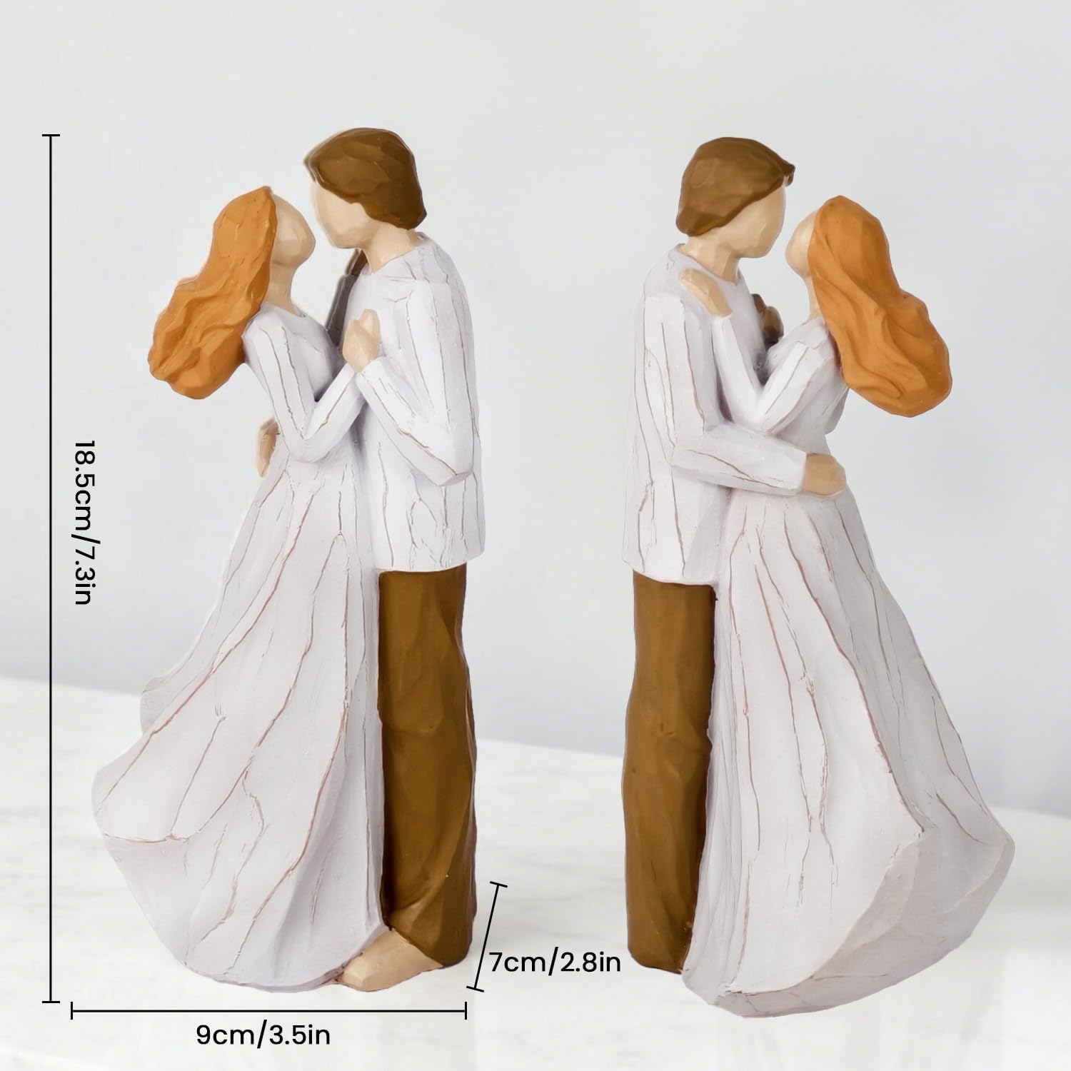 Decoroom Hug - Romantic Couple Figurine 7.2" - Anniversary Wedding Engagement Gift For Her - Loving Embrace Statue Home Decor