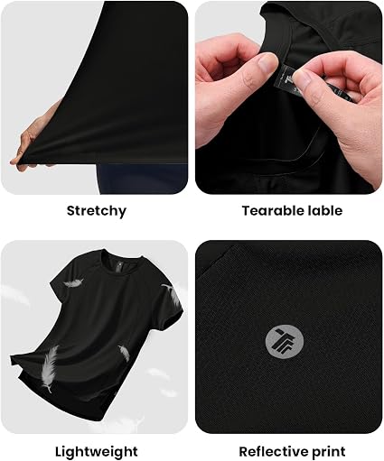Donhobo Womens Gym Top UPF 50+ - Quick Dry Running T-Shirt, Crew Neck Short Sleeve Yoga Workout Top - Black
