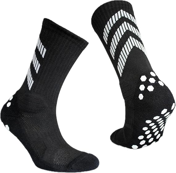 A4 ATHLETICS Grip Socks 2-Pack - Non-Slip Football Socks - Anti-Blister Cushioned Breathable Sports Socks for Football, Rugby, Cricket, Basketball, Running & Yoga