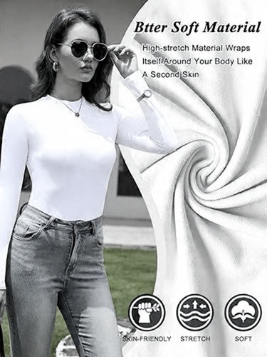 Joligiao women's thermal long sleeve top in size L, soft and slim fit crew neck base layer for winter warmth and comfort.