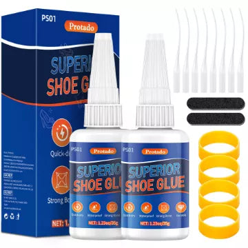 Protado PS01 Super Shoe Glue in a 2x35g pack, waterproof, fast-drying adhesive for sneakers, boots, soles, and heels.