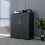 iJINGUR Metal Storage Cabinet with Locking Doors | 2 Adjustable Shelves | Secure Lockable Cupboard for Home, Office & Garage | Brand New Design | Heavy-Duty & Anti-Tip | BLACK 🖤