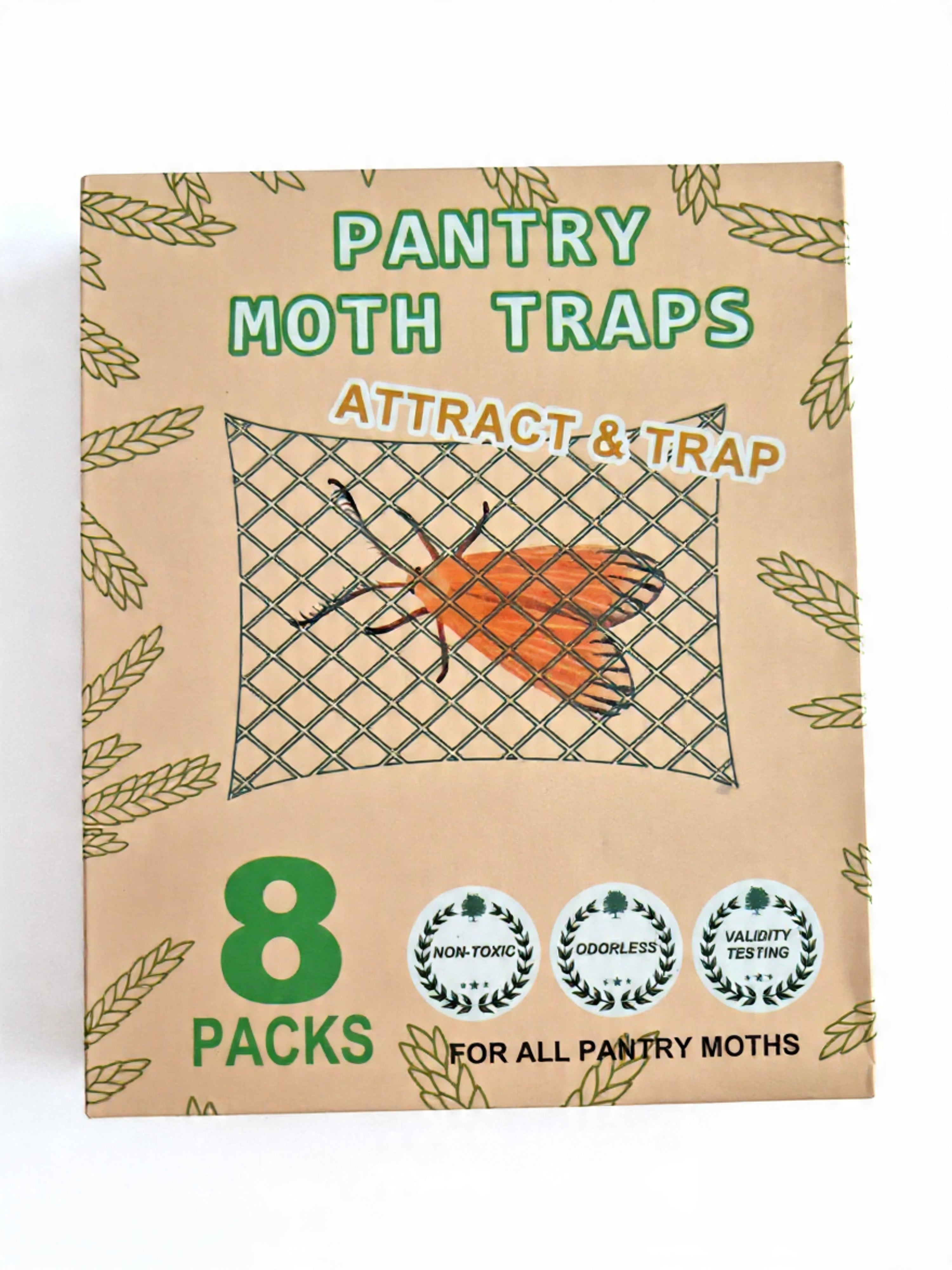 Plai 8-pack pantry moth traps with non-toxic pheromone catchers for monitoring and identifying food moth infestations.