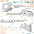 LAHNAO 20-Piece Stainless Steel Furniture Corner Connectors - Heavy-Duty Triangle Brackets with Screws