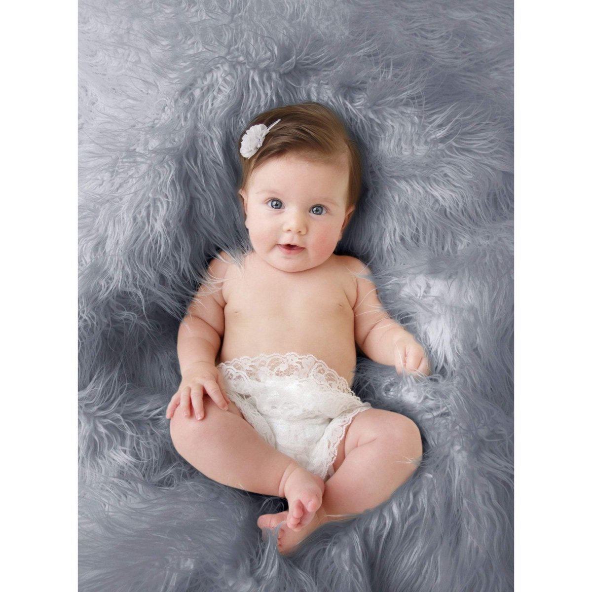 Luxury Faux Fur Baby Blanket  - grey - Zeta Store