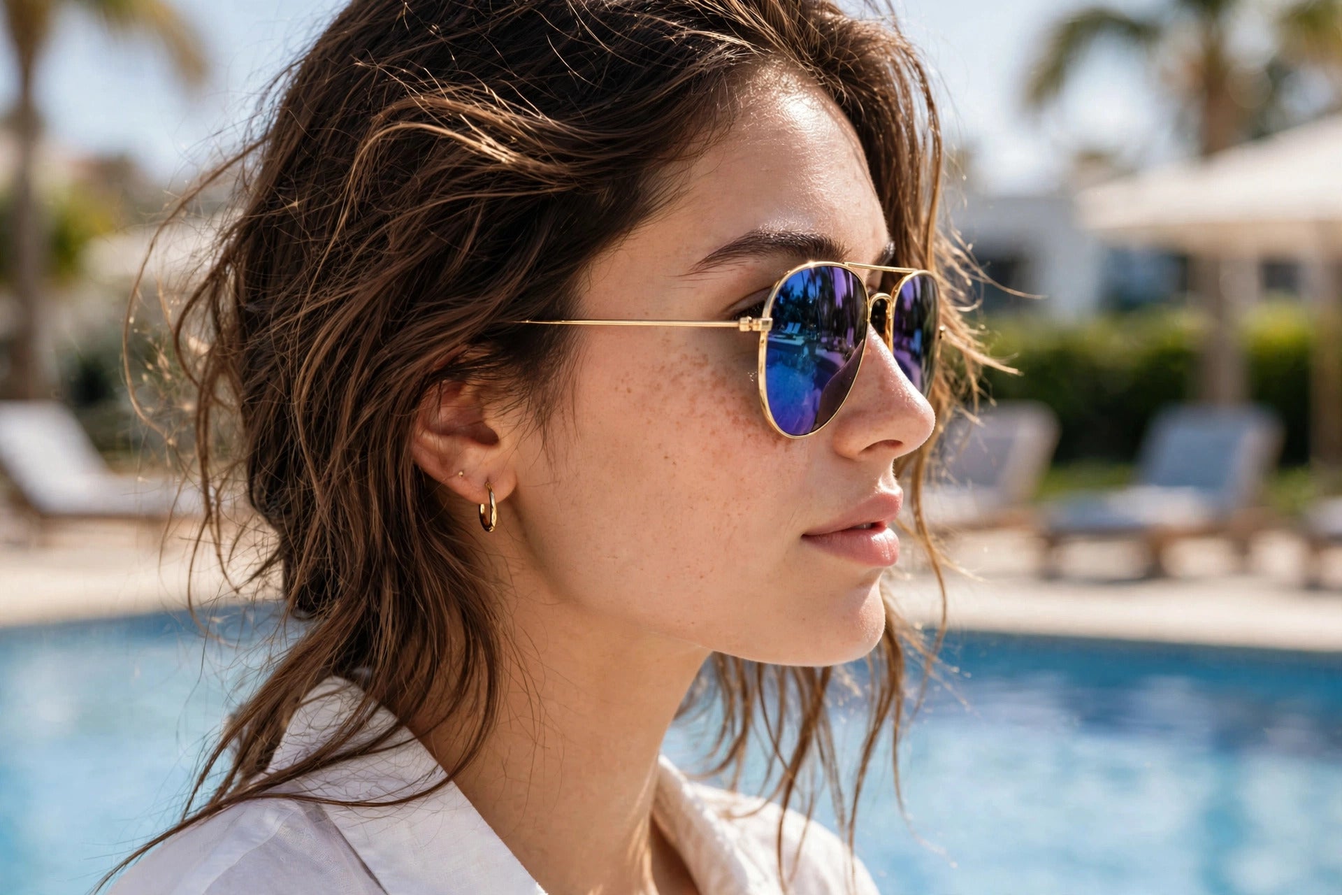 Zeta, Blue Mirror Polarized Aviator Sunglasses - Classic Pilot Style Gold Metal Frame - UV Protection