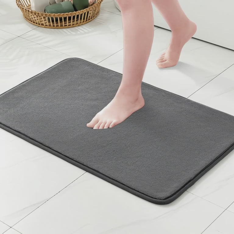 MIULEE Premium Memory Foam Bath Mat - Super Soft Coral Fleece, Highly Absorbent & Machine Washable | Non-Slip Bathroom Rug for Kitchen & Entrance, 40x60 cm