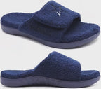 KuaiLu Men's Winter Slippers - Adjustable Warm Fuzzy Sandals with Arch Support & Non-Slip Sole