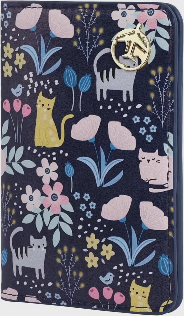 Navy Blue PU Leather Passport Holder & Travel Wallet