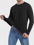 Holure Men's Long Sleeve T-Shirt | Loose Fit Cotton Blend | Moisture Wicking & Quick-Dry | UPF Sun Protection | Casual Crew Neck Base Layer | Size XL Black