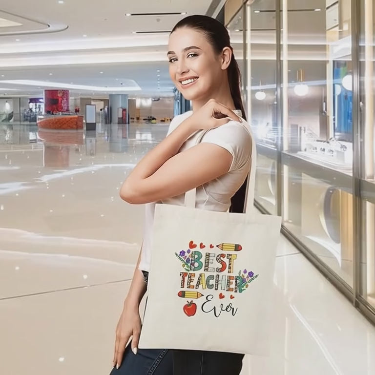 AYGE Canvas Tote & Makeup Bag Set | Reusable Christmas Gifts for Women, Teacher Appreciation, Travel & Beach Bag